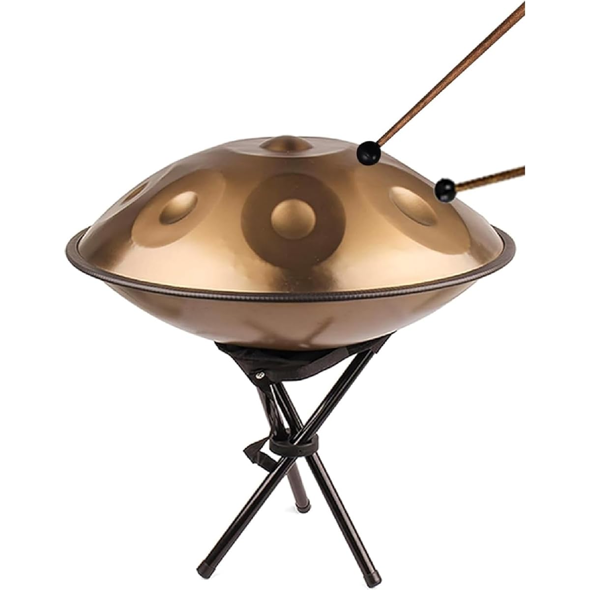 Handpan Drum 9 Notes 22 Inch Steel Tongue Drum with Soft Bag, 440HZ D Minor, Harmonic Percussion for Sound Healing, Personal Meditation, Yoga (Gold)