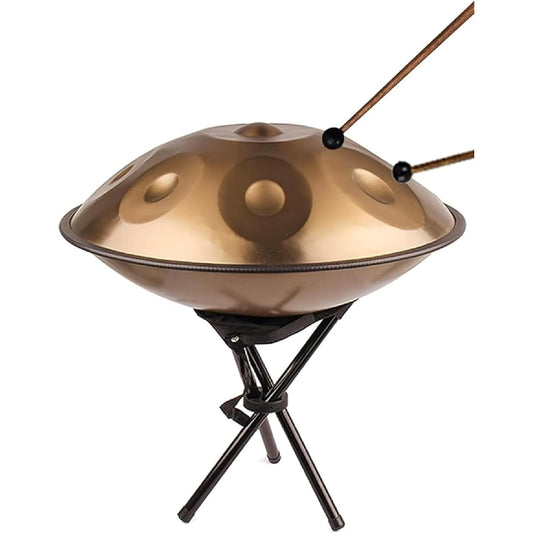 Handpan Drum 9 Notes 22 Inch Steel Tongue Drum with Soft Bag, 440HZ D Minor, Harmonic Percussion for Sound Healing, Personal Meditation, Yoga (Gold)