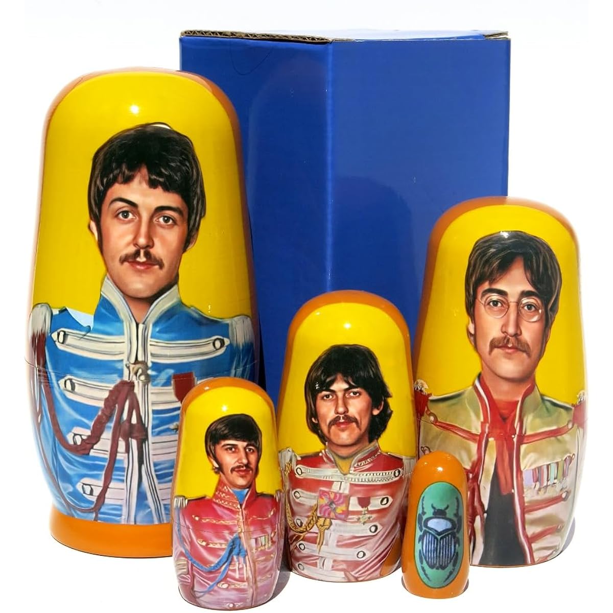 The Beatles SGT. Pepper 6" Nesting Dolls 5 Piece Stacking Matryoshka John Lennon Portrait Memorabilia Collection Set