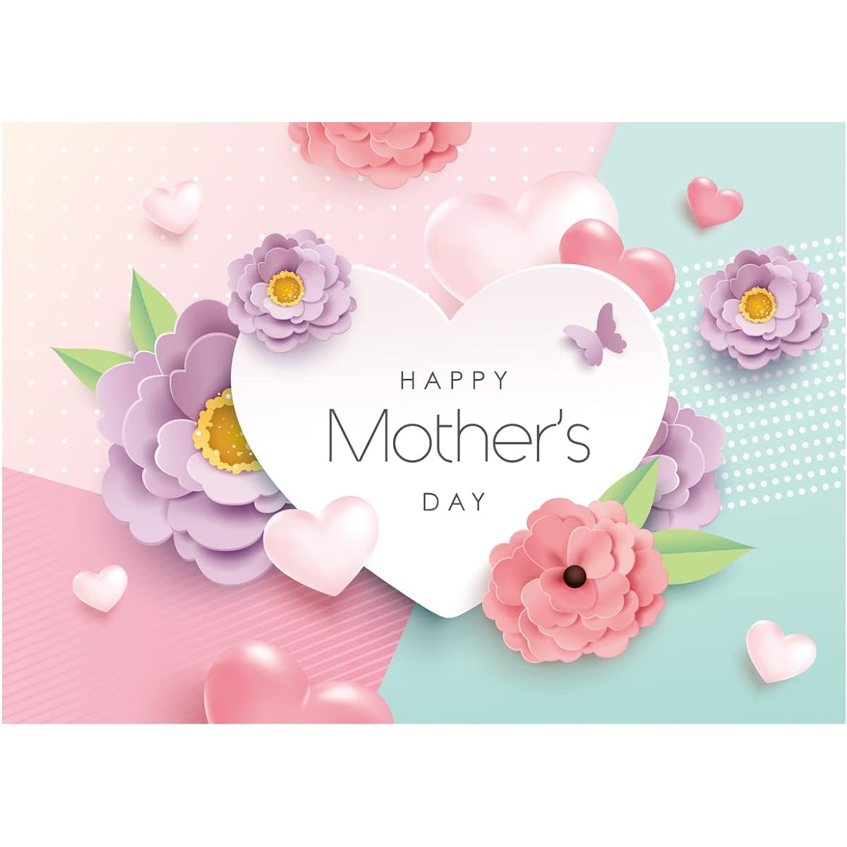DHXXSC 8x6ft Happy Mother's Day Backdrop Pink Love Flower Photography Background Mother's Day Party Banner Mother's Day Photo Background DH-300