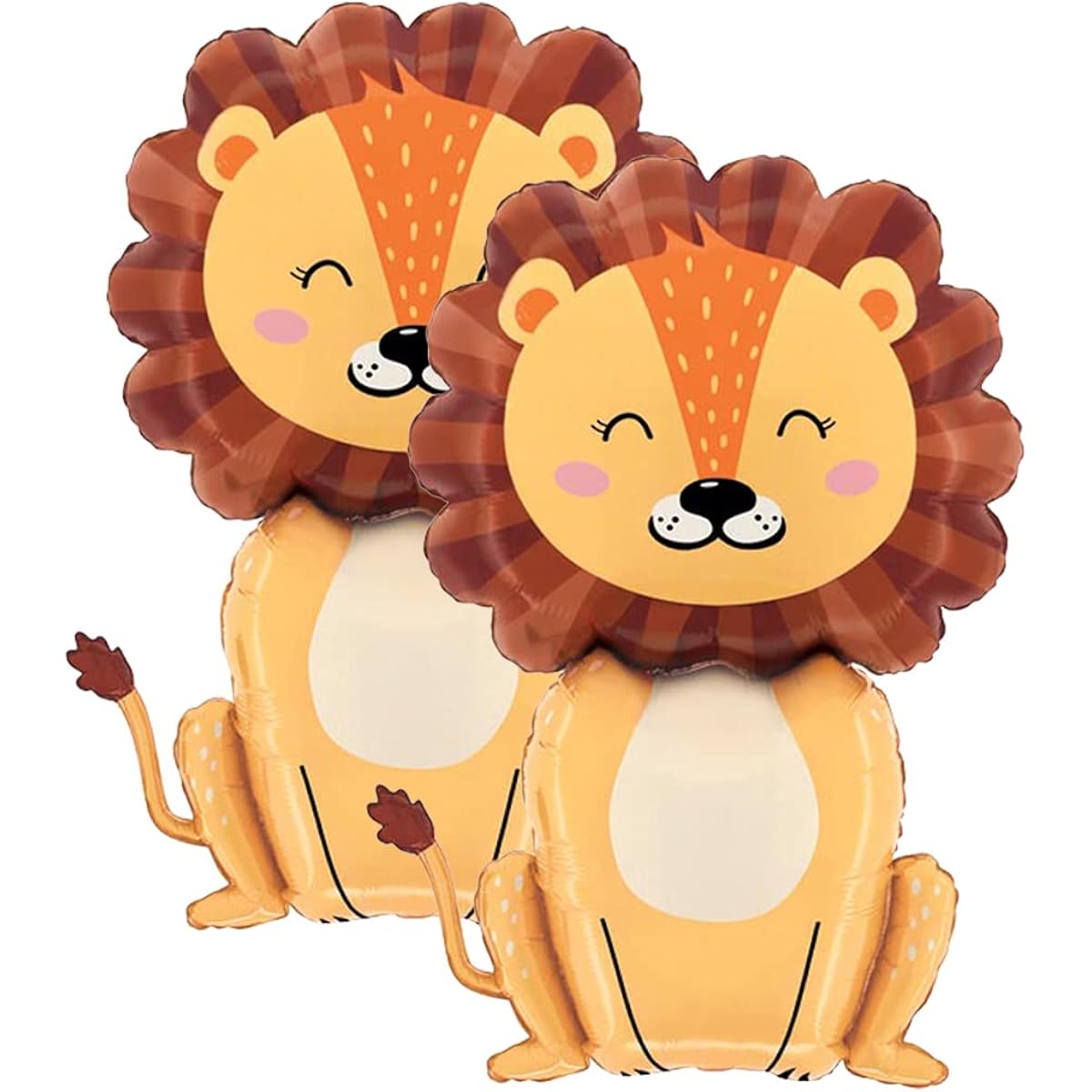 Set of 2 adorable Jungle Lion 32 inch foil party balloons.
