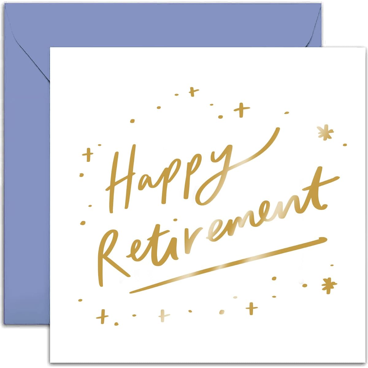 Old English Co. Happy Retirement Greeting Card for Him or Her - Gold Foil Departure Card for New Employee for Men or Women - Good Luck for Colleagues or Colleagues - Farewell Card | Plain Inside with Envelope