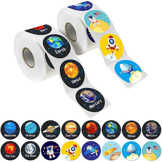 1000pcs Solar System Planets Stickers for Kids, Realistic Planets Space Stickers, Planet Party Decorations, Teacher Reward Encouragement Motivational Stickers for Solar System Party Educational