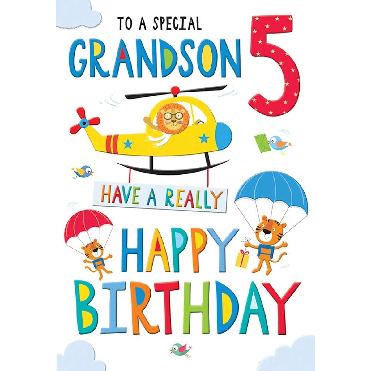 Regal Publishing Boy Birthday Card for 5 Year Old Grandson - 9 x 6 Inch C80577