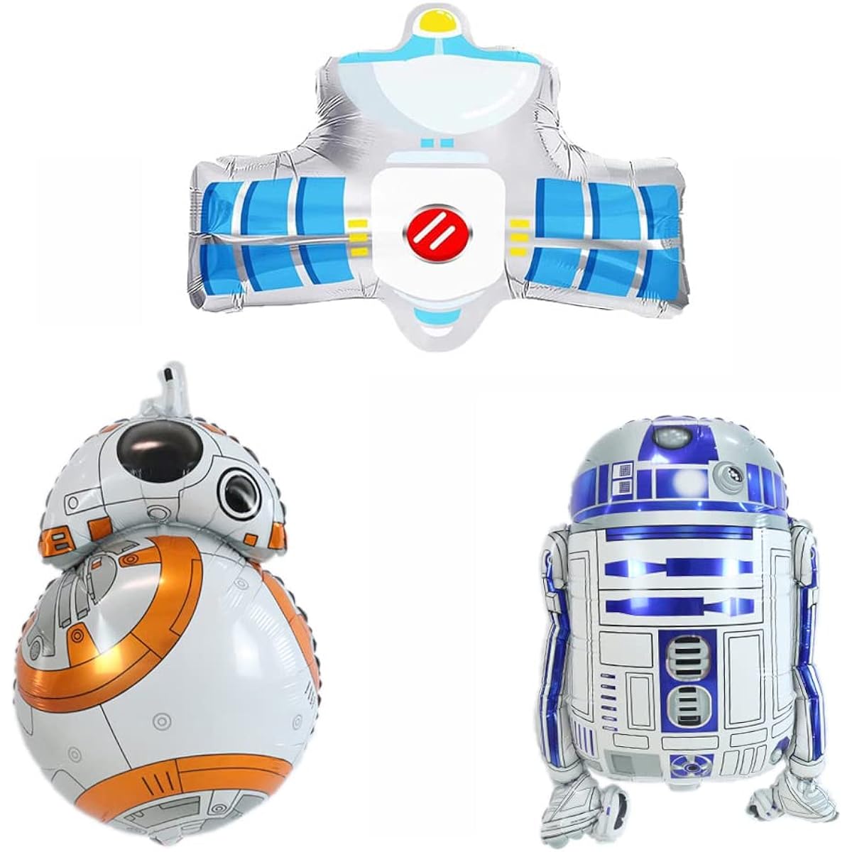 Morndew 3pcs Space Station Robot Satellite Foil Balloons for Space Themed Party Baby Shower Kids Birthday Party Decorations