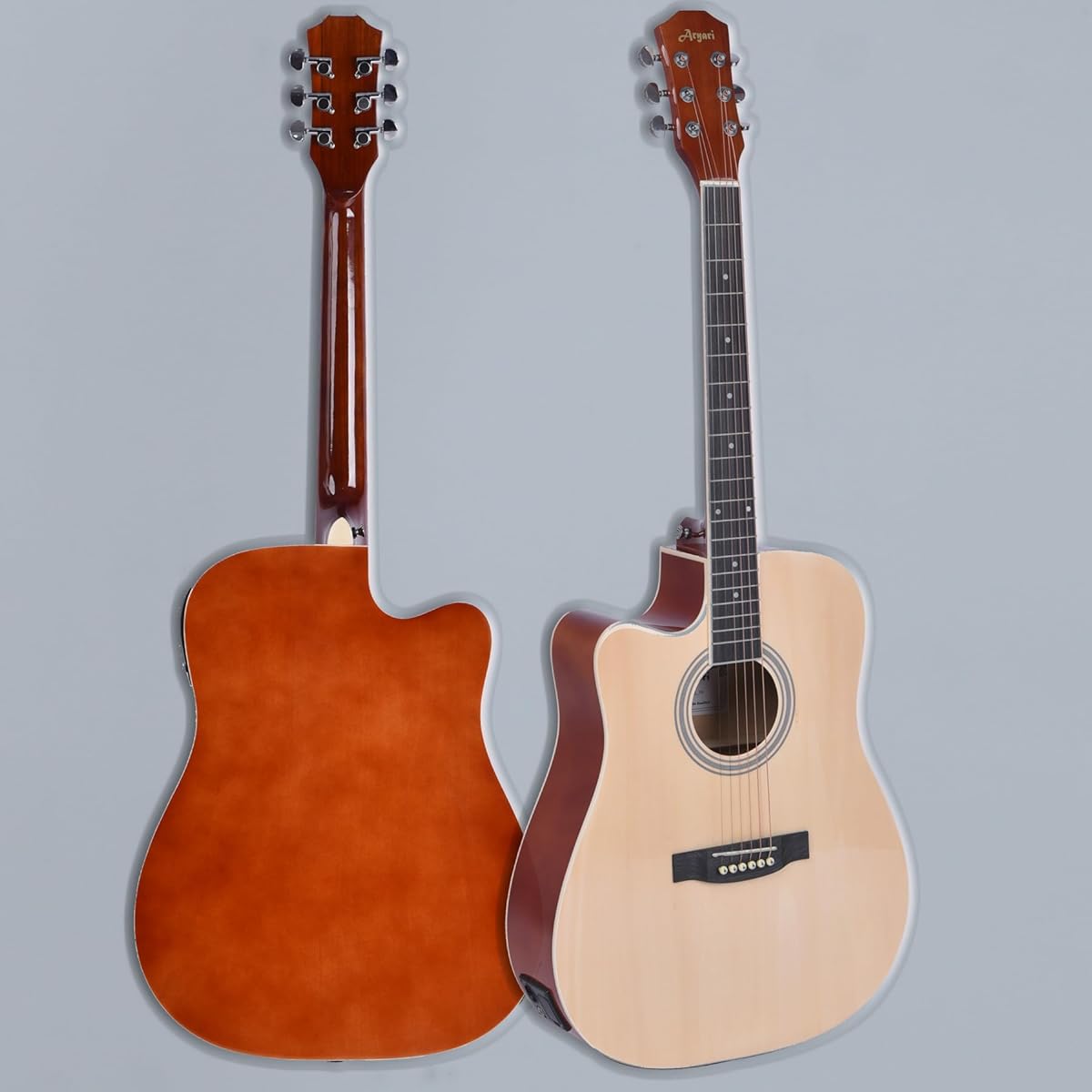Aryari Electric Acoustic Guitar Left-handed Acoustic Guitar Beginner Set 41'' Acoustic Guitar for Adults and Students 4/4 Acoustic Electric Guitar for Beginner (Storage bag, strings, capo, pick, strap, etc. included) Wood color Left-handed 41''