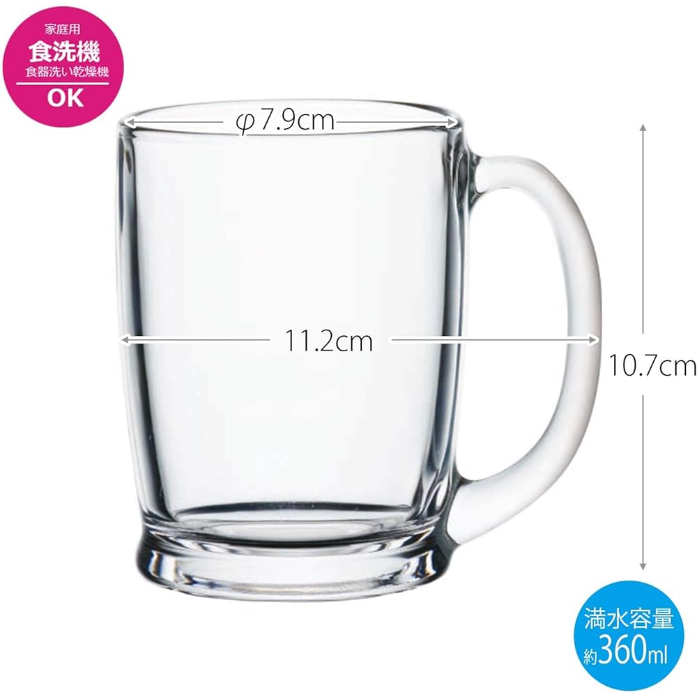 Toyo Sasaki Glass Mug Mug (Case Sold) Dishwasher Safe Made in Japan Approx. 360ml P-06410-JAN-P 36 Pieces Clear
