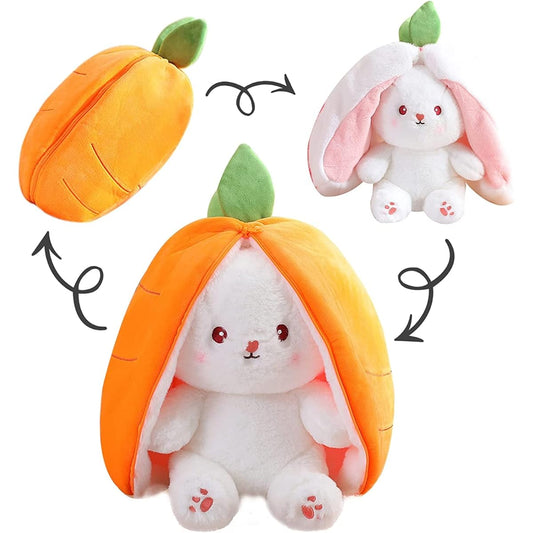 ULTHOOL Strawberry and Carrot Bunny Stuffed Animals, Easter Bunny Plush Toy, Cute Reversible Rabbit Stuffed Animal with Zipper, Easter, Great Gift for Boys and Girls (13.8" Carrot)
