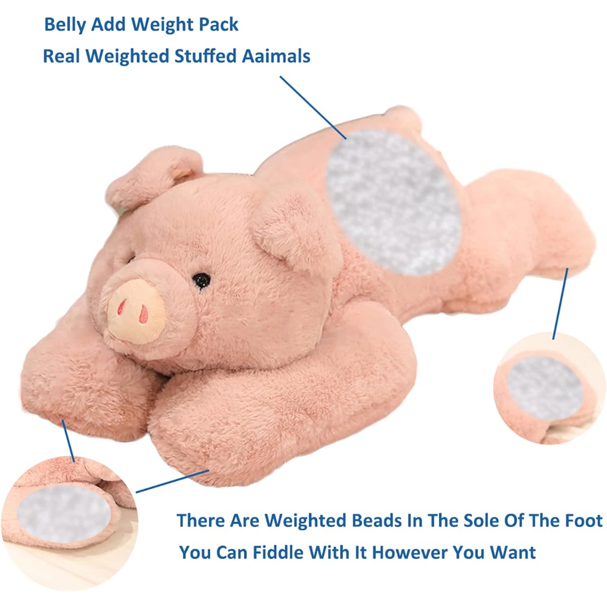 Weighted Plush Toy for Anxiety 6 lbs Weighted Pig Stuffed Animal Weighted Plush Pig Throw Pillow Gift for Boys and Girls 29.5 Inch