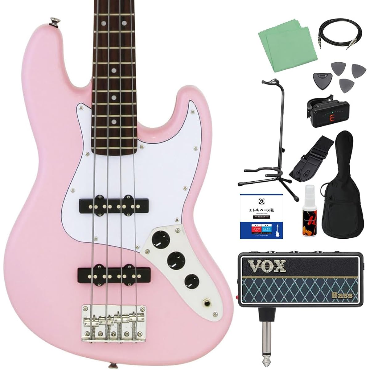 LEGEND LJB-MINI Kawaii Pink Bass Beginner 12-piece Set [With Headphone Amplifier] Mini Size Legend