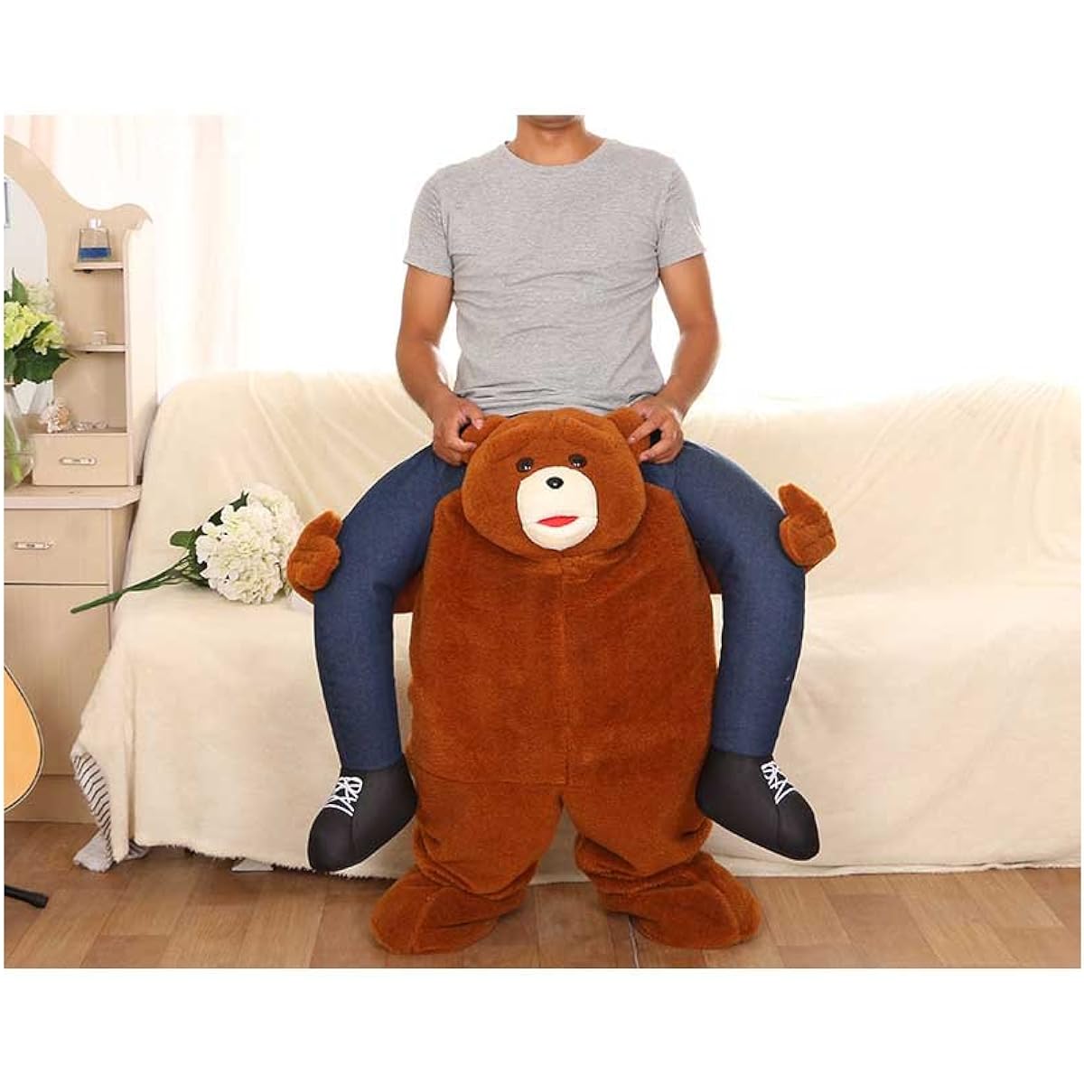 [Yokai-an] Kigurumi for adults and children, stuffed animal, false feet, half-body tights, pants, bear, cosplay clothing, event supplies, unisex (170-180cm, brown)