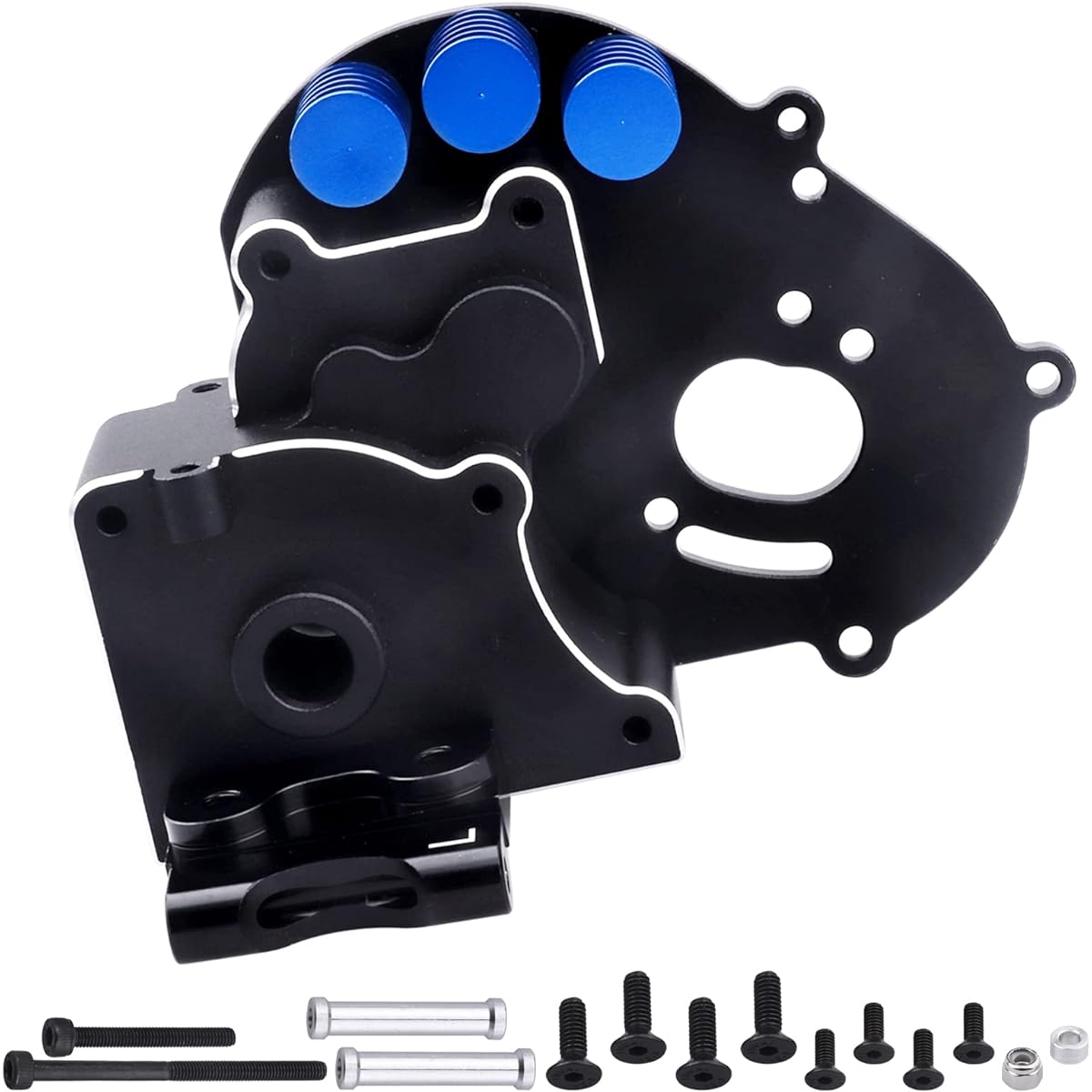CrazyHobby Aluminum Transmission Case Gearbox with Motor Plate and Arm Mount Replacement for 1/10 Traxxas Slash 2WD Rustler Stampede Bandit 3691