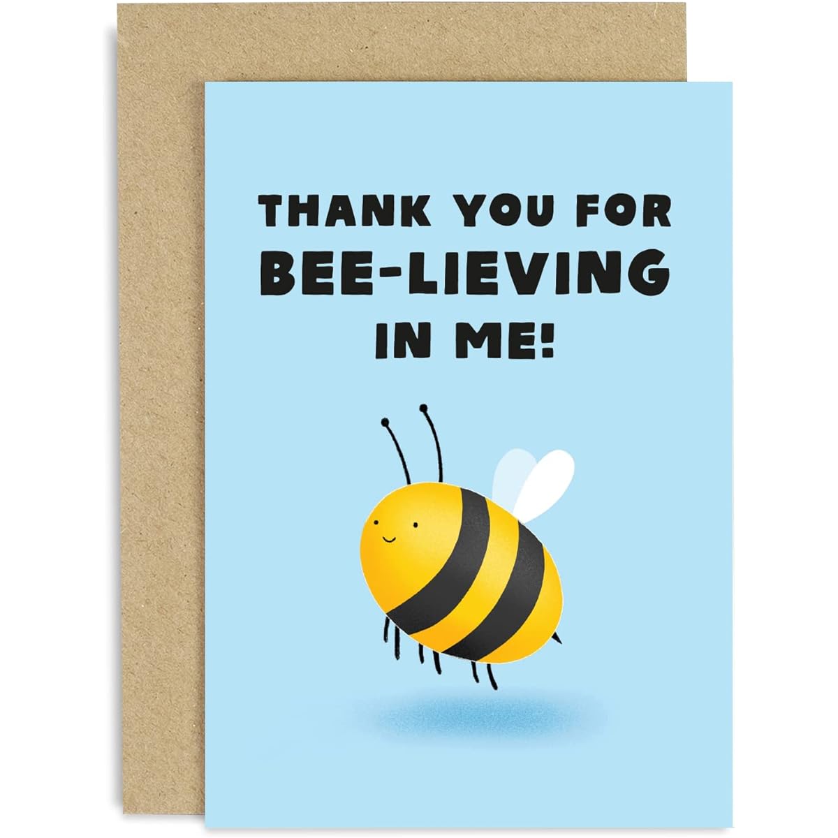 Old English Co. Cute Thank You For Believing In Me Card - Funny Bee Pun Thank You Card for Mom, Dad, Him or Her | Blank Inside with Envelope