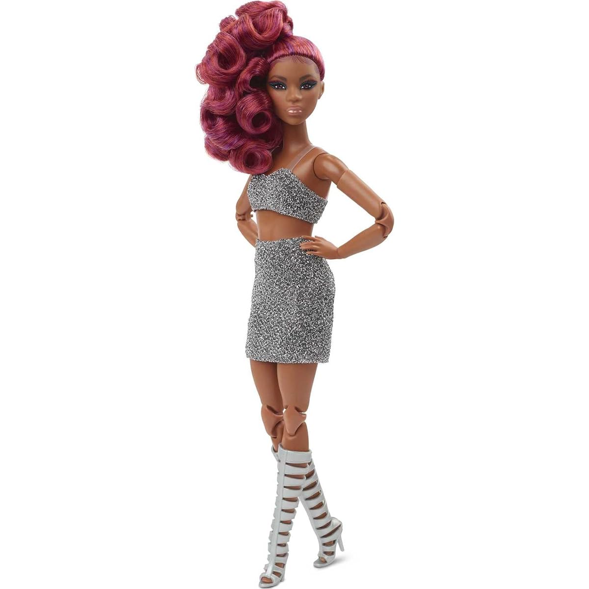 Barbie Signature Barbie Look Doll (Petite Red Hair) Poseable Fashion Doll Sparkly Crop Top & Skirt Great Gift for Collectors