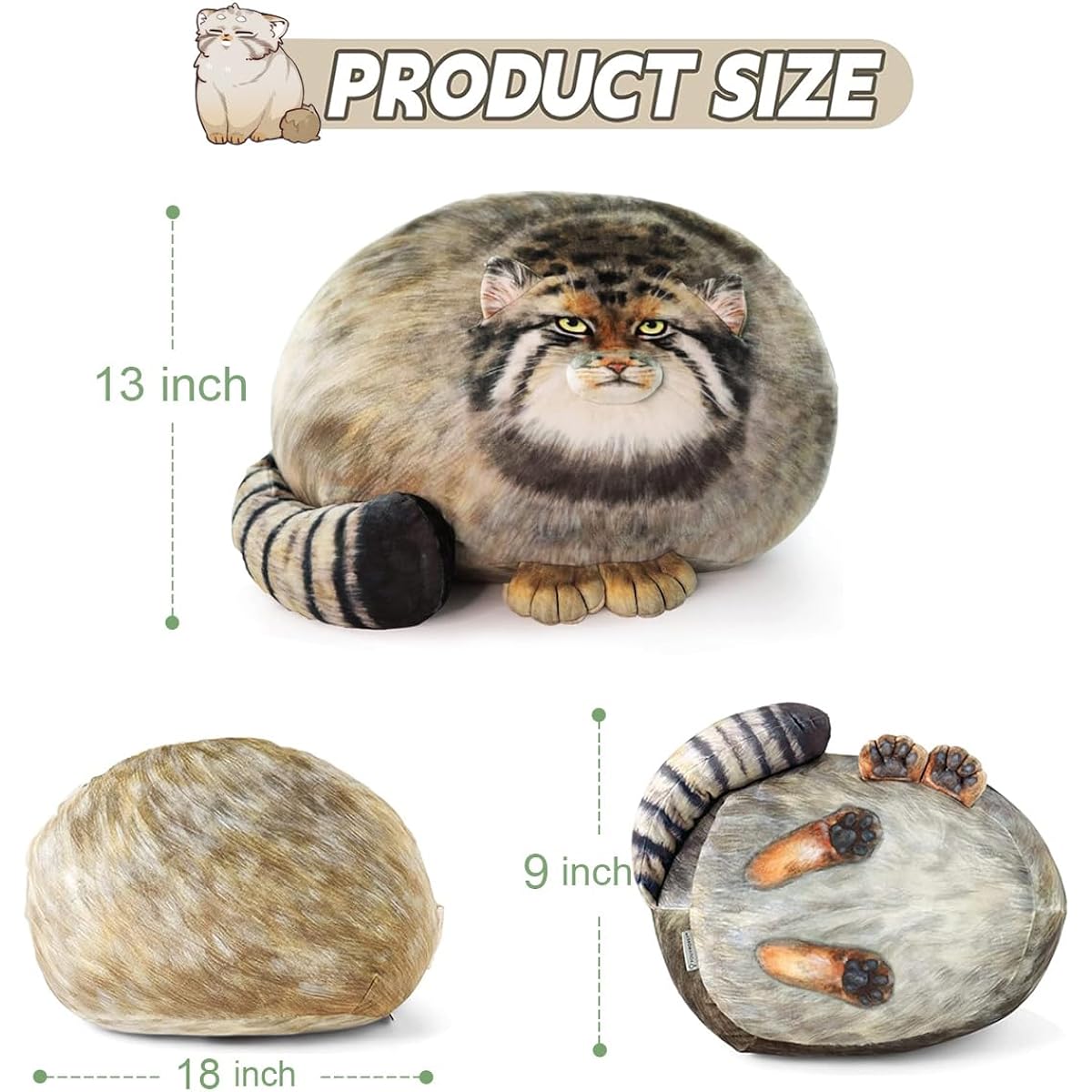 HPPBLLO Cat Stuffed Toy, Cat Stuffed Body Pillow, Fox Stuffed Pillow, Cute Animal Stuffed Toy, Soothing Doll Cushion, Soft Fierce Cat, Stuffed Toy Doll (Steppe Cat)