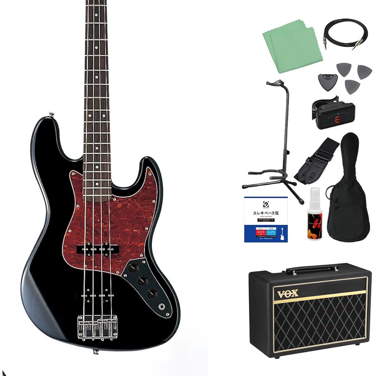 Photogenic JB240/T3P BK Bass Beginner 12-piece set [with VOX amp] Jazz bass type Photogenic