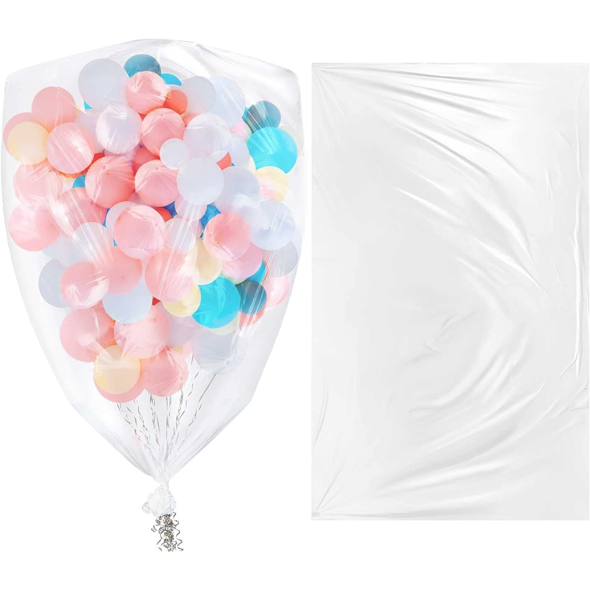 Large Balloon Bag for Transportation Clear Balloon Drop Bag Poly Bag for Balloons Large Balloon Carry Bag Huge Storage Bag for Birthday Celebration or Eve Party Supplies (98.4 x 59.1 Inch 8 Pieces)