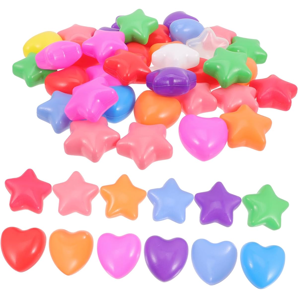 HOMSFOU 100 Pieces Ocean Ball Play Ball Ball Pit Ball 50 Pieces Anti-Collapse Play Ball Kids Educational Baby Bath Heart Shape Play Ball Game Play Ball