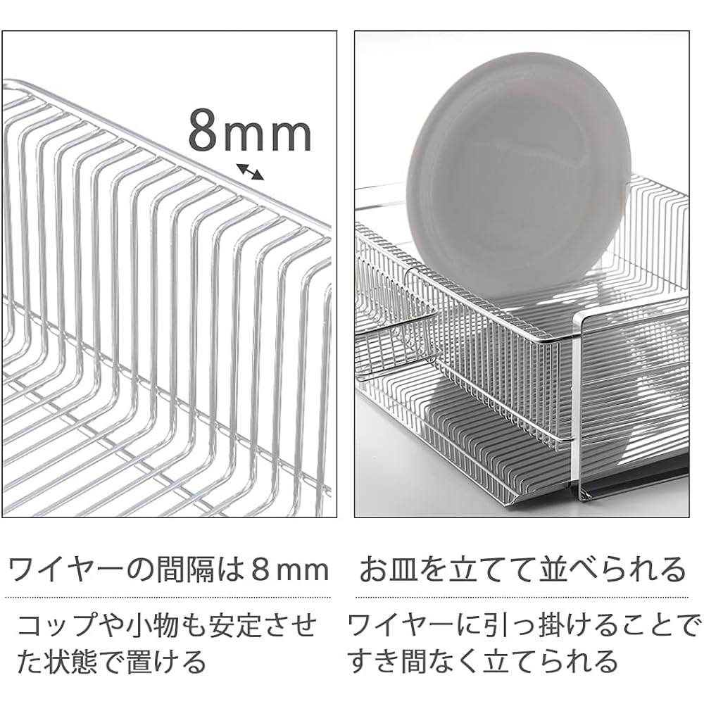 Shimomura Planning Simple and sophisticated Drainer rack, Drainer basket, Wide, Vertical [Made in Japan] Drains quickly because the dishes stand up. Small items can be placed stably. Comes with a diagonal tray. Comes with a chopstick rest. 35730 Tsubame-