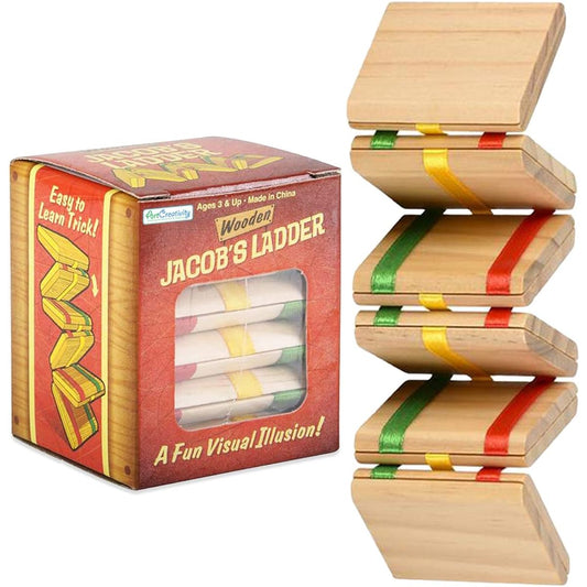 ArtCreativity Wooden Jacob's Ladder Toys Set of 2 for Kids and Adults, Wooden Retro Toys, Optical Illusions, Fidget Toys, Magic Birthday Party, Cool Stocking Stuffers, Goodie Bag Stuffers