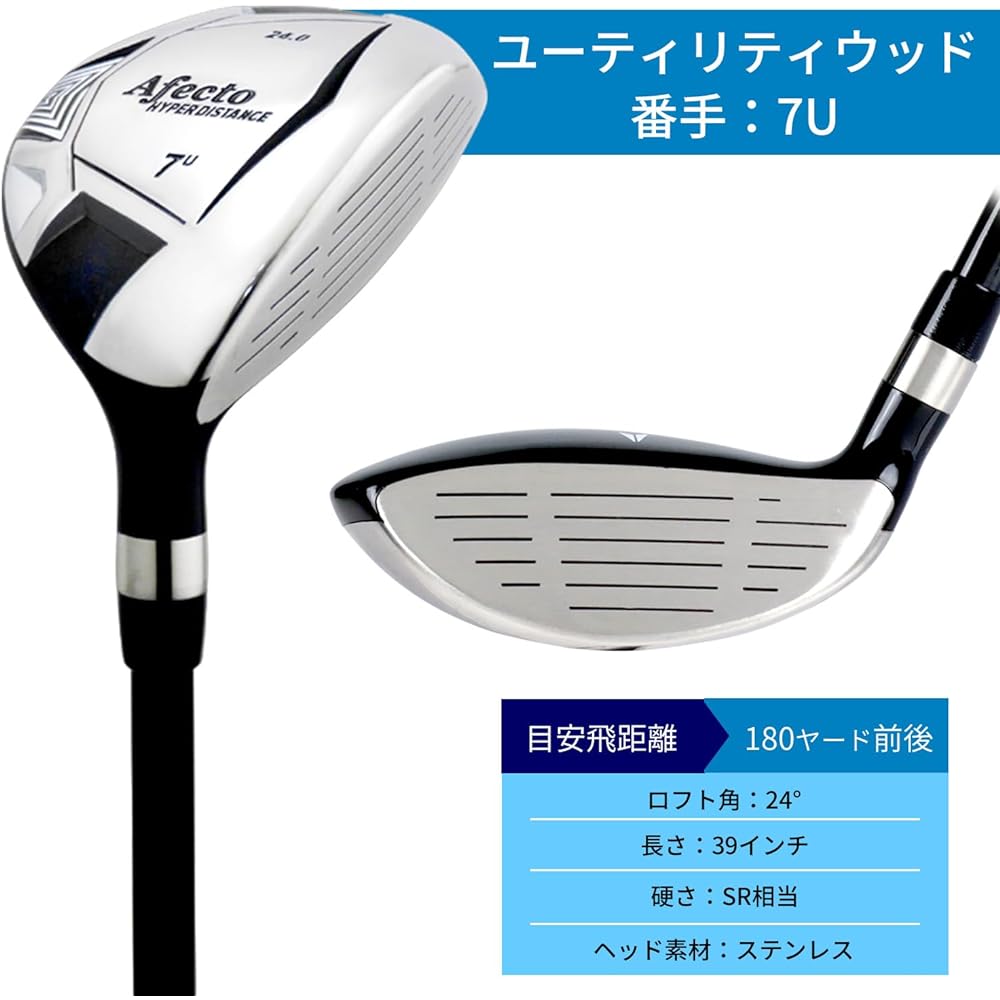 Right-handed Afecto Men's Golf Club Full Set with Caddy Bag, Set of 9 (1W/3W/7U/7I/8I/9I/PW/SW/Putter)