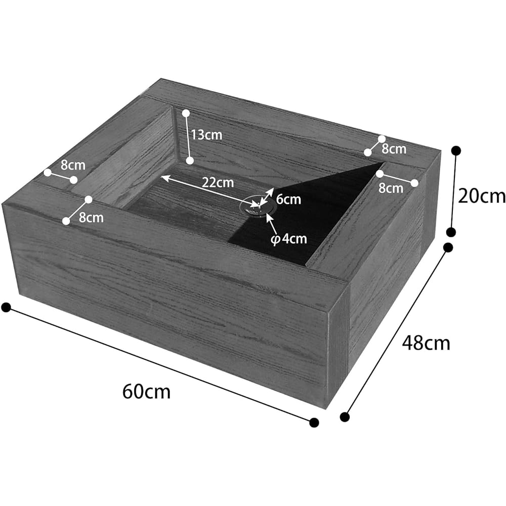 igarden iwood faucet pan black width 600mm x depth 480mm x height 200mm i10406-bk