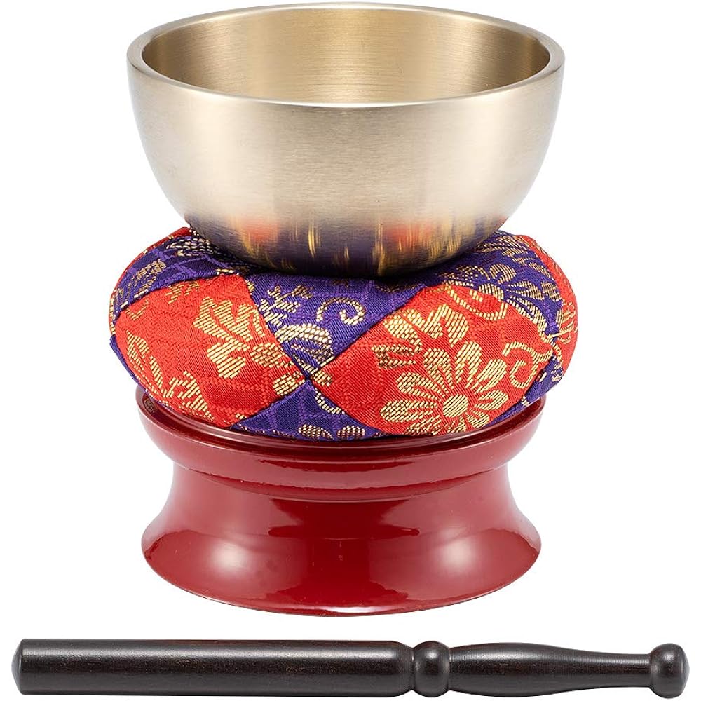 Buddhist altar shop Takita Shoten Buddhist altar accessories Orin Hiromaru Rin set 3 sun (diameter 9.2cm) Soft tone Orin, Futon, Rin stand, Rin rod included, For Buddhist altars, Certificate included