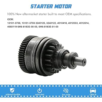 スターター Drive Bendix Polaris Kawasaki Yamha Tigershark 13101-3706、13101-3708 3240120、3240122、4010418、4012033、4012614、4060119 6M6-83E-0000000000000183E-0 -00、6 M6-8183E-01-00。