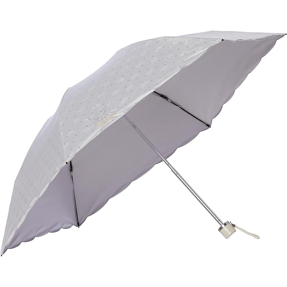[Moonbat] Folding Umbrella PAUL & JOE (Paul & Joe) Cat Embroidery Parasol Folding Umbrella Parasol For Both Sunny and Rainy Days Umbrella Heat Shielding Logo Dot Cat Fashionable Cute Women's Light Gray Rim Length: Approx. 50cm