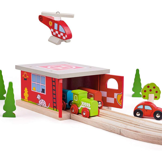 Bigjigs Rail Firestation Shed for Train Set
