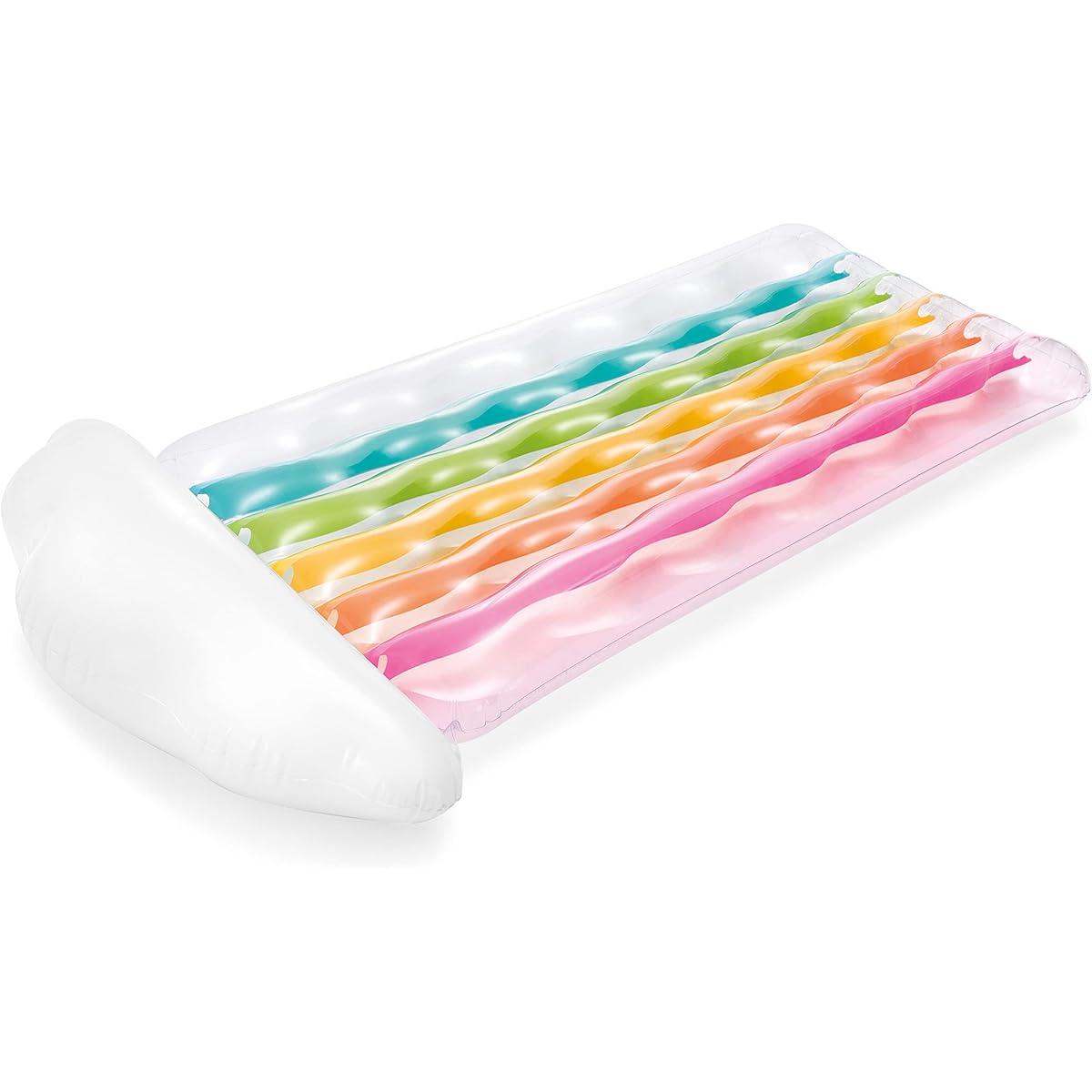 Intex Rainbow Cloud Mat Inflatable Outdoor Floating Swimming Pool Lounger Float Toy with Headrest
