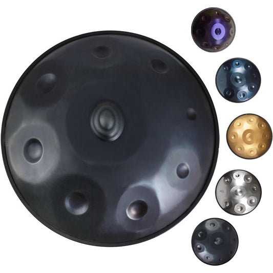 9-tone handpan for beginners, steel drum, handpan drum, 58cm, D minor, 432Hz/440Hz, soft handpan bag included, handpan stand, 2 mallets (Color: Black, Size: 432Hz)