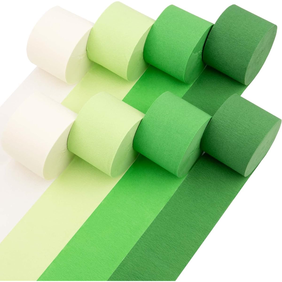 Captain Decor Crepe Paper Green and White Streamers 8 Pack