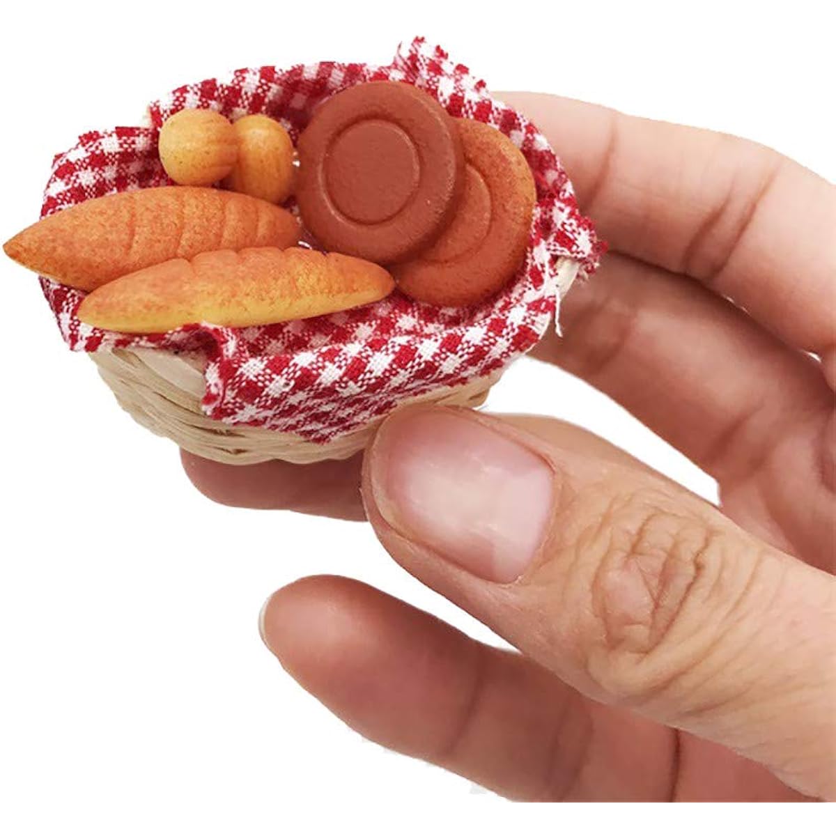 SXFSE Dollhouse Decoration Accessories 1/12 Mini Dollhouse Miniature Food Bread Toast with Basket Pretend Play Toys
