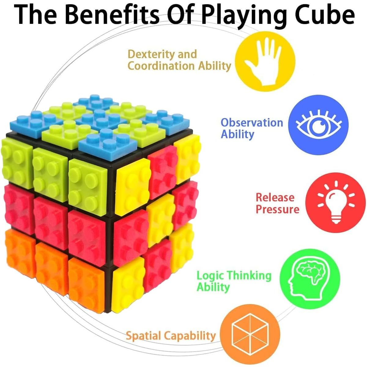 Speed Magic Cube 3x3x3 | Free Build Building Blocks Cube | 2 in 1 Classic Toy for Kids Adults Boys Girls Gift, Compatible with Lego (Black)