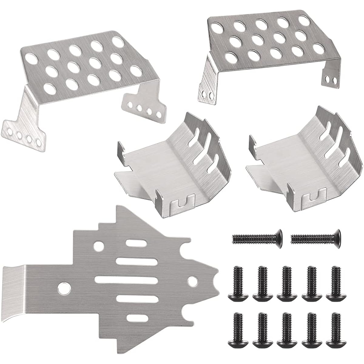 WEISHUJI Chassis Armor Axle Protector Skid Plate RC Chassis Armor Set Chassis Armor Protective Skid Plate for Traxxas -4 82056-4 RC Car Upgrade Parts (Silver)