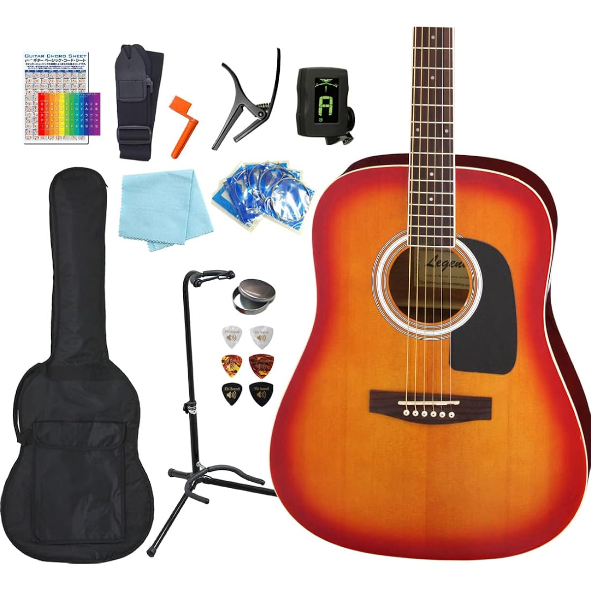 Acoustic guitar, Western type, Legend WG-15, acoustic guitar, beginner, 13-piece set, CS [98765]