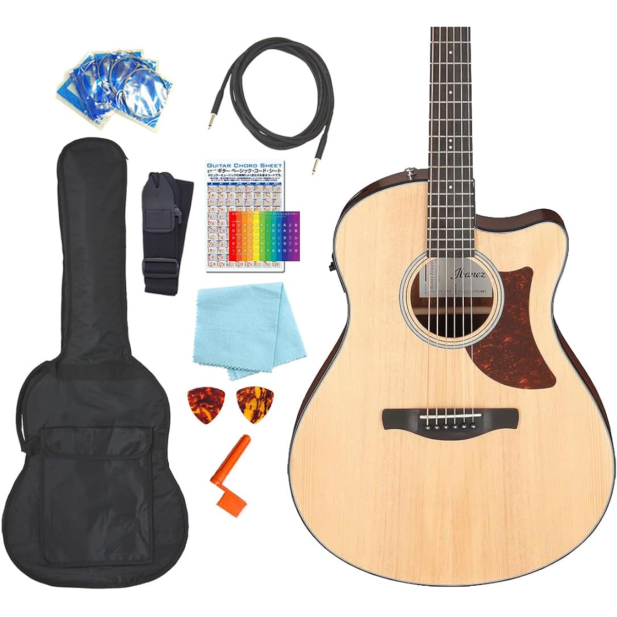 Ibanez AAM50CE OPN Acoustic-Electric Guitar for Beginners 10-Piece Set Acoustic Guitar [98765]
