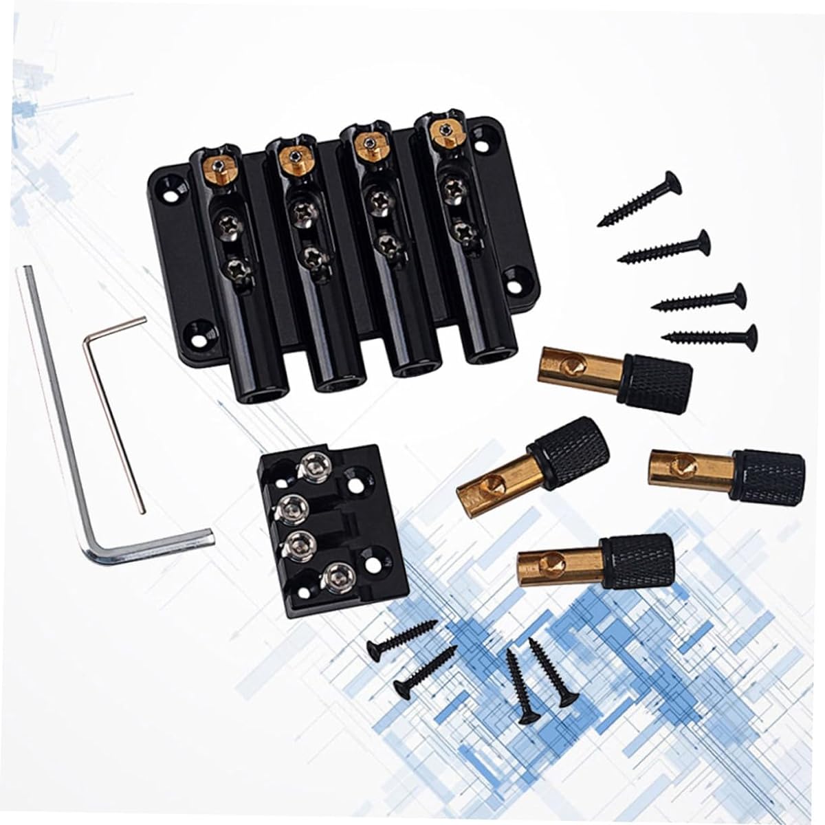 SWOOMEY 4 Strap Bass Bridge Bass Guitar Headless Guitar Guitar Tremolo Bridge Acoustic Guitar Bridge Guitar Tailpiece Guitar Locking Nut Accessories Vintage