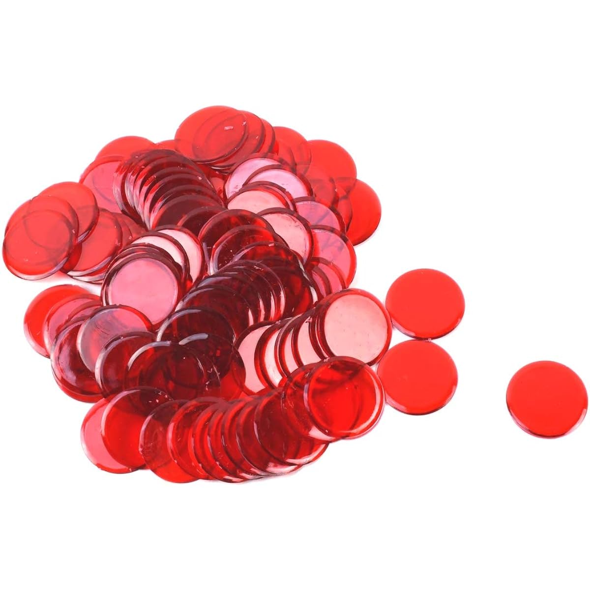 TG,LLC Treasure Gurus 100-Piece Clear Red 7/8-Inch Plastic Bingo Chips Professional Hard Card Game Markers
