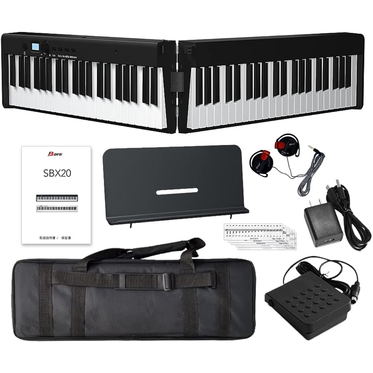 BORA Folding Digital Piano 88 Keys Keyboard Slim Body Rechargeable Portable Beginner Black Space Saving Lightweight Thin Shimamura Musical Instrument Original