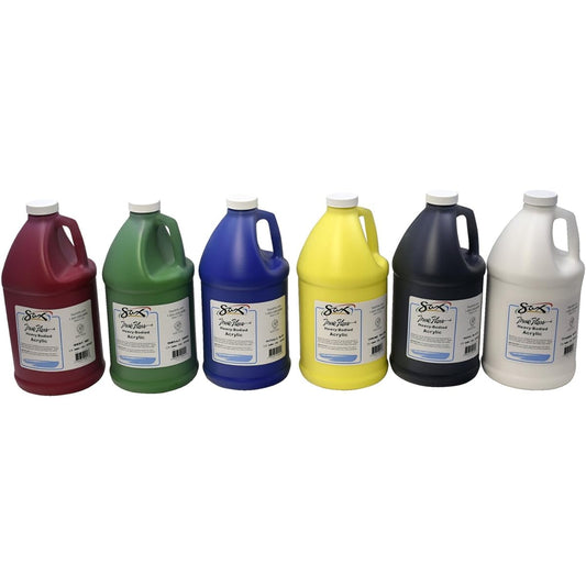 Sax True Flow Heavy Body Acrylic Paint, 1/2 Gallon, Assorted Colors, Set of 6