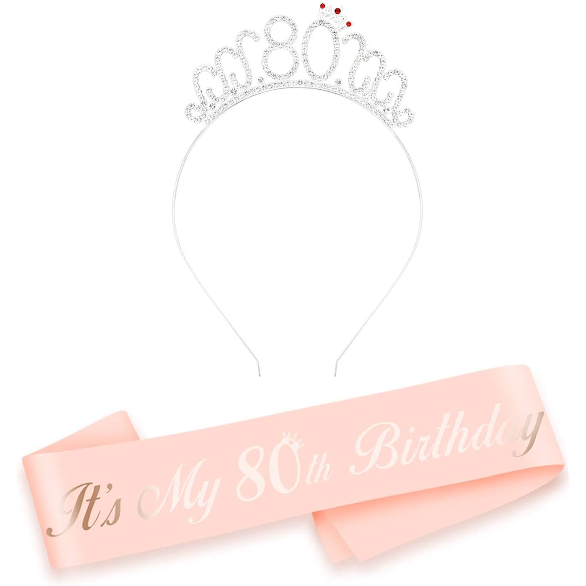 HOWAF 80th Birthday Sash Party Decorations, It's My 80th Birthday, Satin Sash and Tiara, 80th Birthday Rhinestone Crown Headband, Birthday Gift, 80th Birthday Accessories for Women