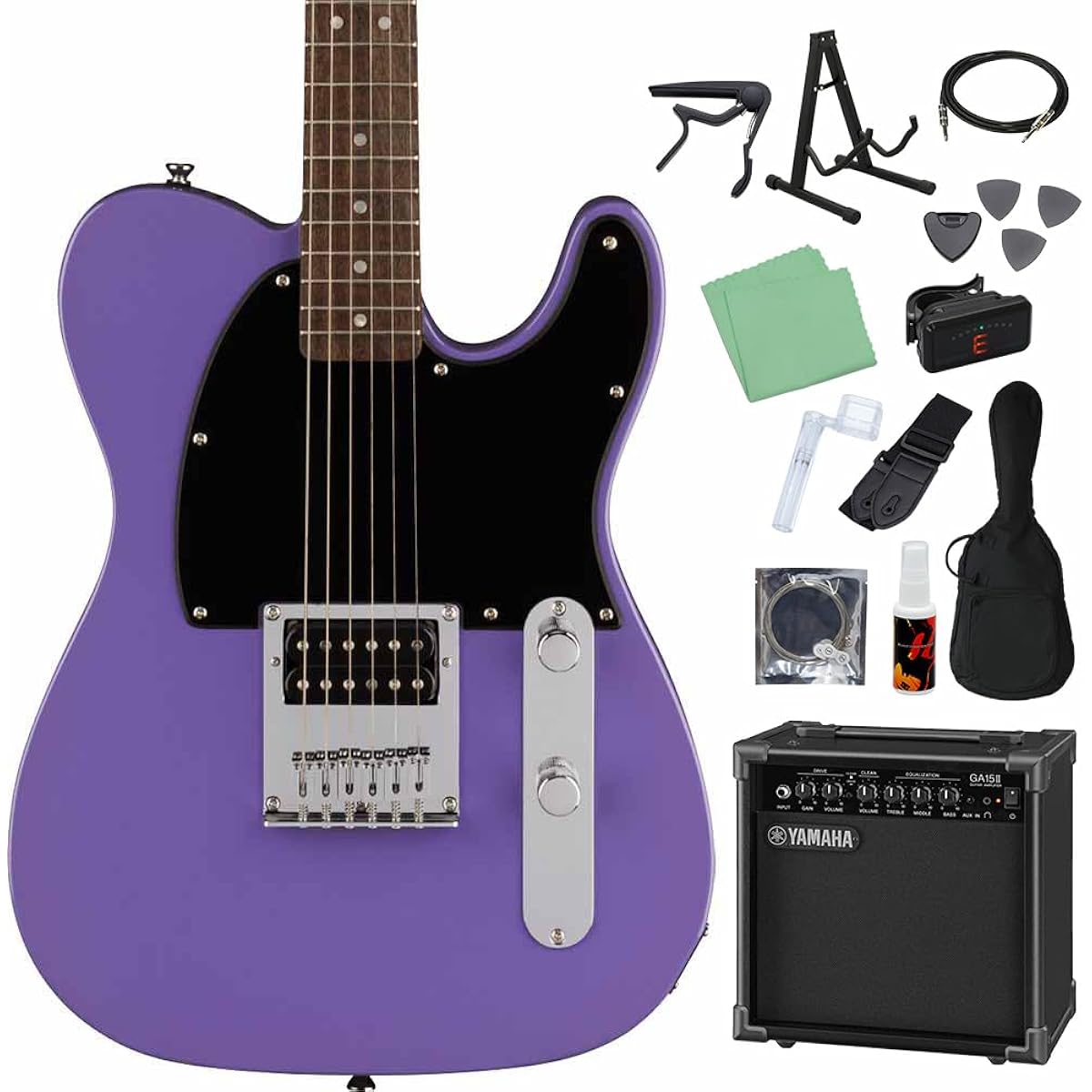 Squier by Fender SONIC ESQUIRE Ultraviolet Electric Guitar Beginner 14-piece Set [Includes GA15II] Esquire Squier/Squier