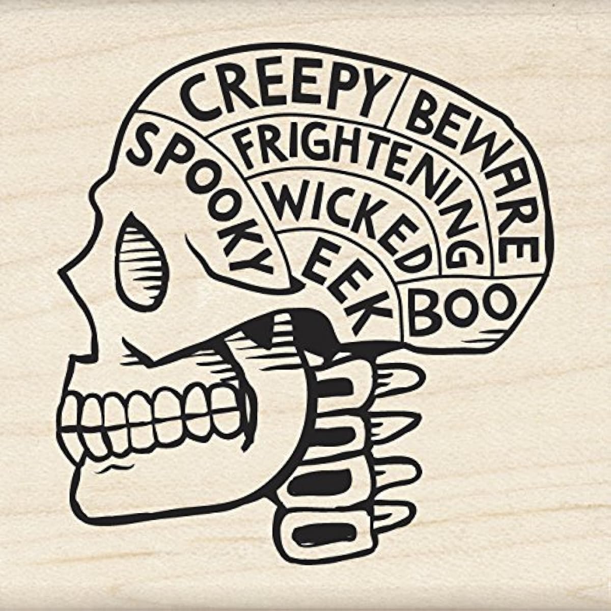 Inkadinkado 60-01087 Skull Phrenology Wooden Stamp, Black
