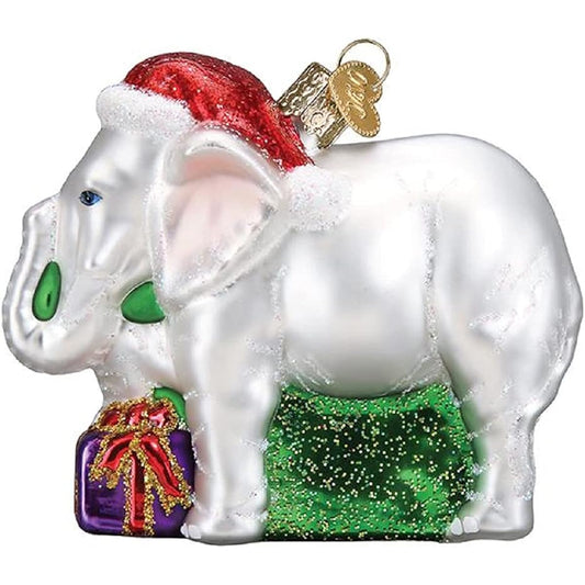 White Elephant Old World Christmas Ornaments Glass Blown Ornaments for Christmas Trees