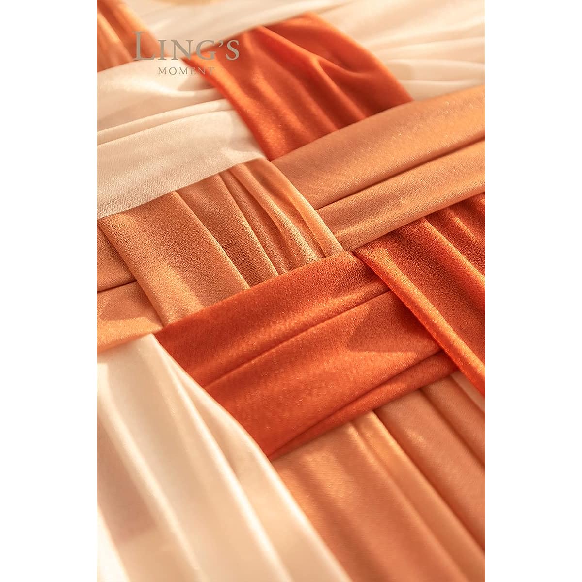 Ling's Moment 10' Wedding Woven Burnt Orange Table Runner with Silver Sparkle for Fall Sweetheart Tables (Set of 8, Terracotta Shades)