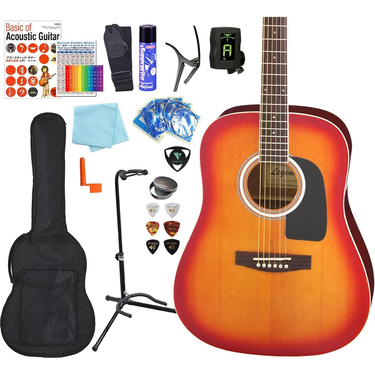 Acoustic Guitar Western Type Legend WG-15 Acoustic Guitar Beginner 16-piece Set CS [98765]