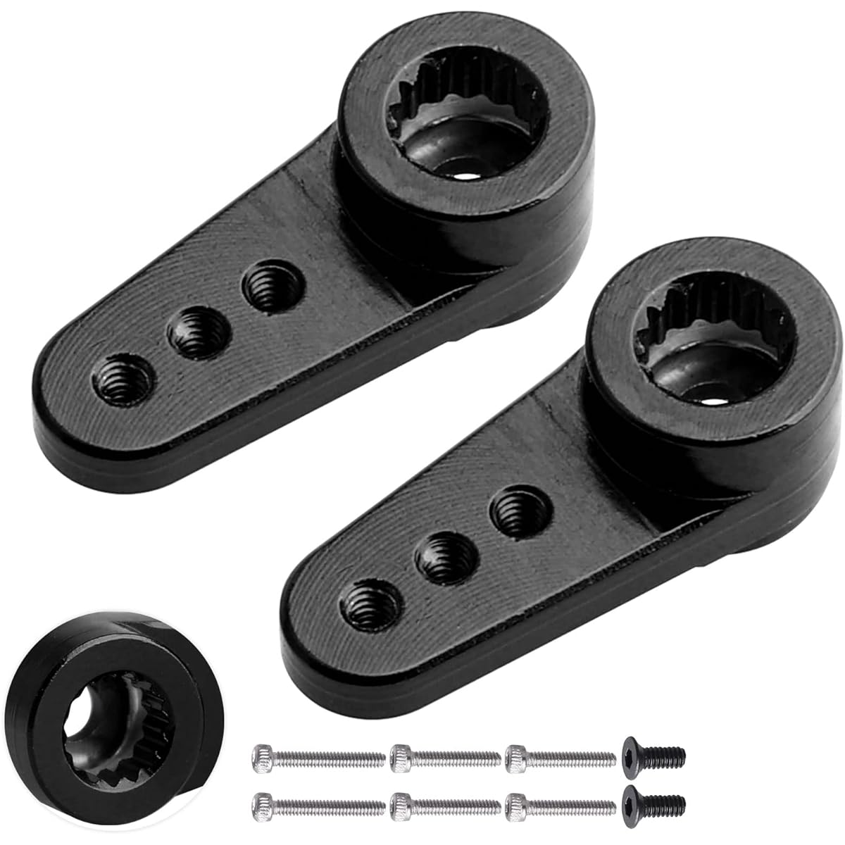 GoHobby Steering Servo Horn Aluminum Servo Arm for EMAX ES08MA II Servo (Black)