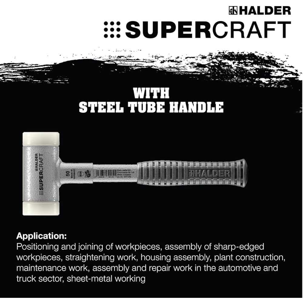 HALDER Shockless Recoilless Super Craft Hammer Steel Handle Nylon (White) Diameter 50 3377.050